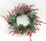 Red berry wreath with holly leaves