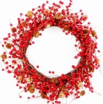 Red berry wreath with pine cone