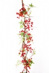 Red berry garland with holly leaves