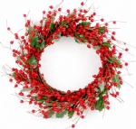 Red berry wreath with holly leaves