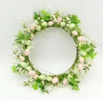 Egg wreath with green leaves
